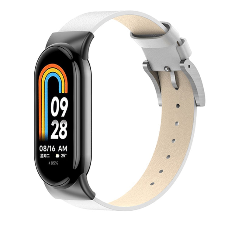 Flot Ægte Læder Rem passer til Xiaomi Smart Band 8 - Hvid#serie_2