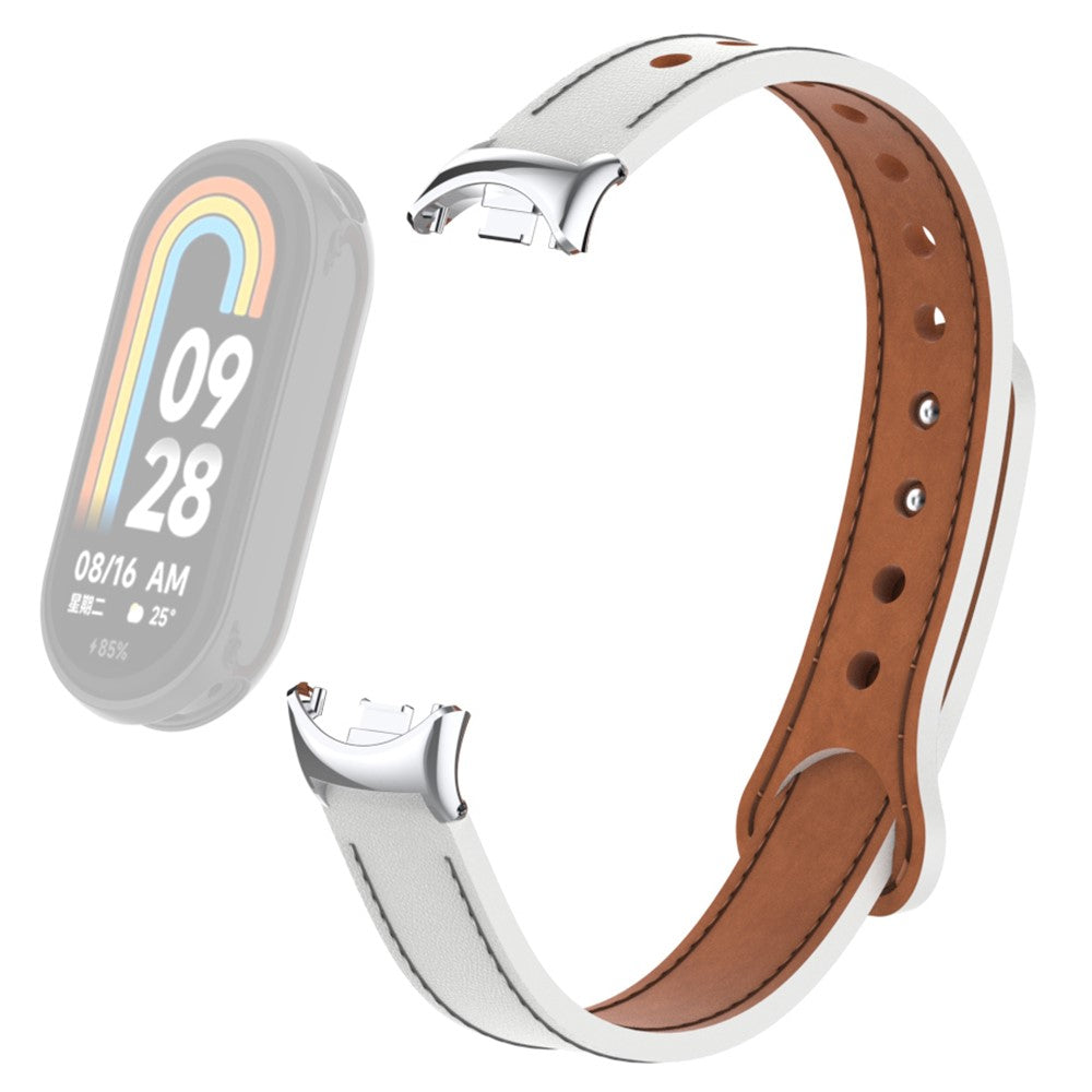 Vildt Rart รgte Lรฆder Rem passer til Xiaomi Smart Band 8 - Hvid#serie_1