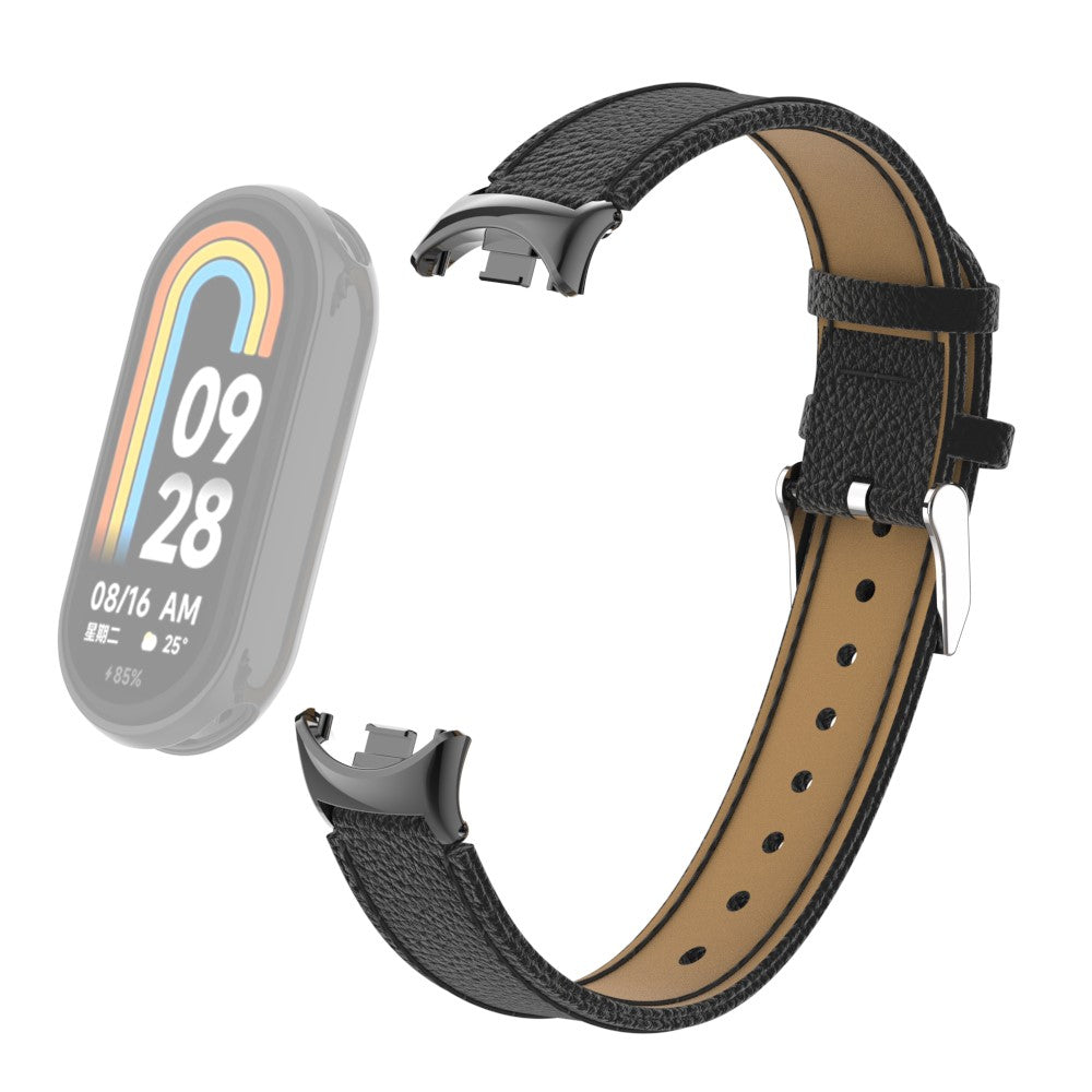 Rigtigt Fed รgte lรฆder Cover passer til Xiaomi Smart Band 8 - Sort#serie_1