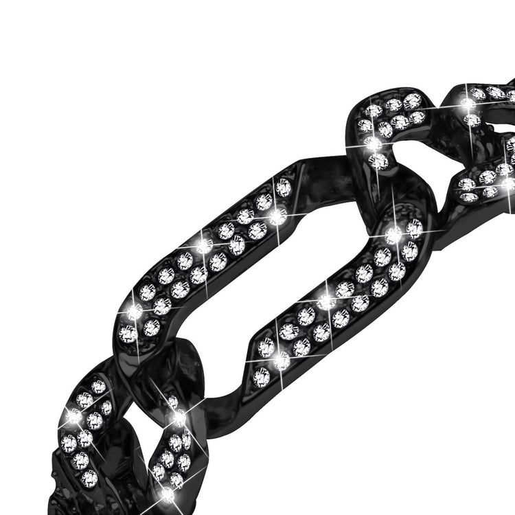 Rigtigt Hårdfør Metal Og Rhinsten Rem passer til Fitbit Luxe - Sort#serie_1
