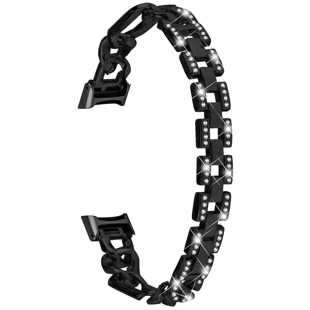 Rigtigt Hรฅrdfรธr Metal Og Rhinsten Rem passer til Fitbit Luxe - Sort#serie_1