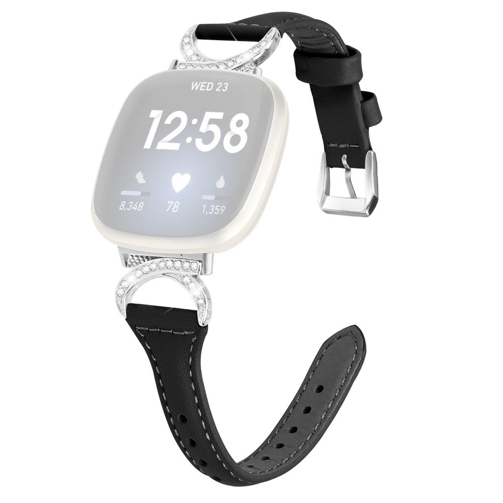 Godt รgte Lรฆder Og Rhinsten Universal Rem passer til Fitbit Smartwatch - Sort#serie_1