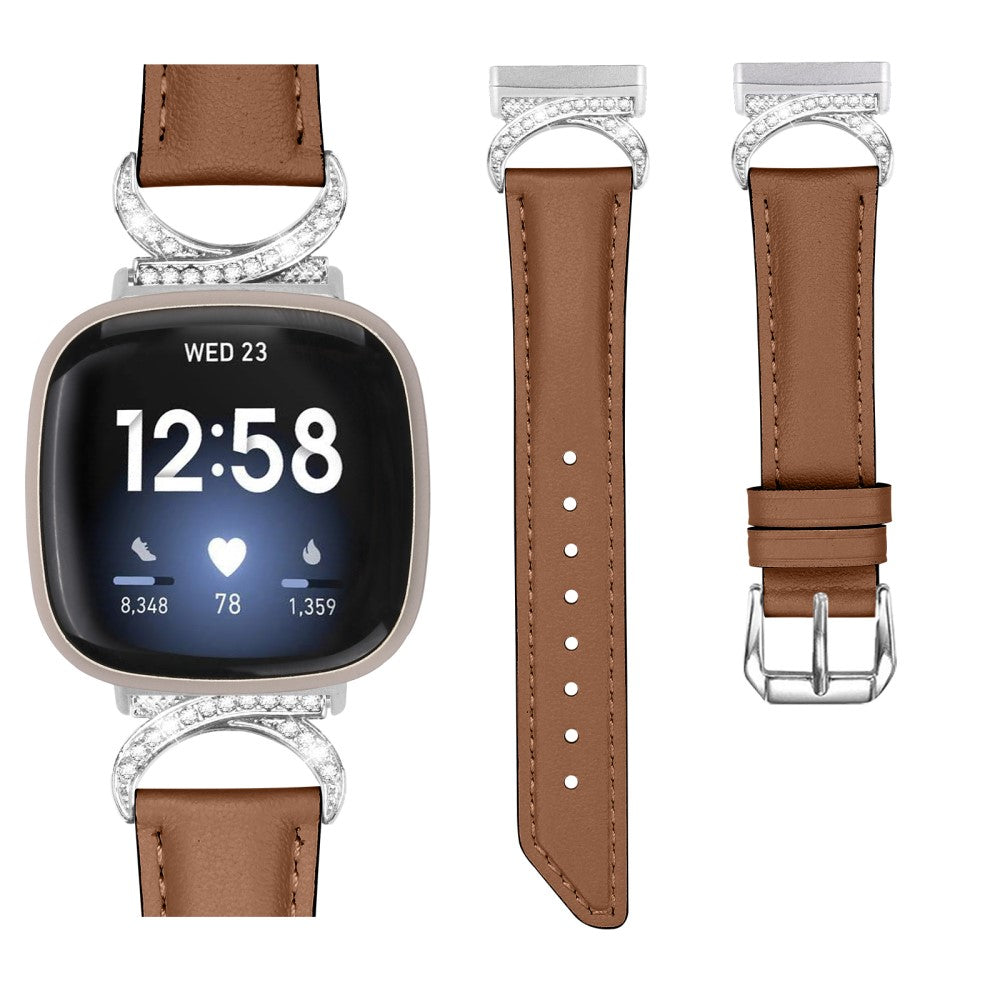 Super Godt Kunstlæder Universal Rem passer til Fitbit Smartwatch - Brun#serie_6