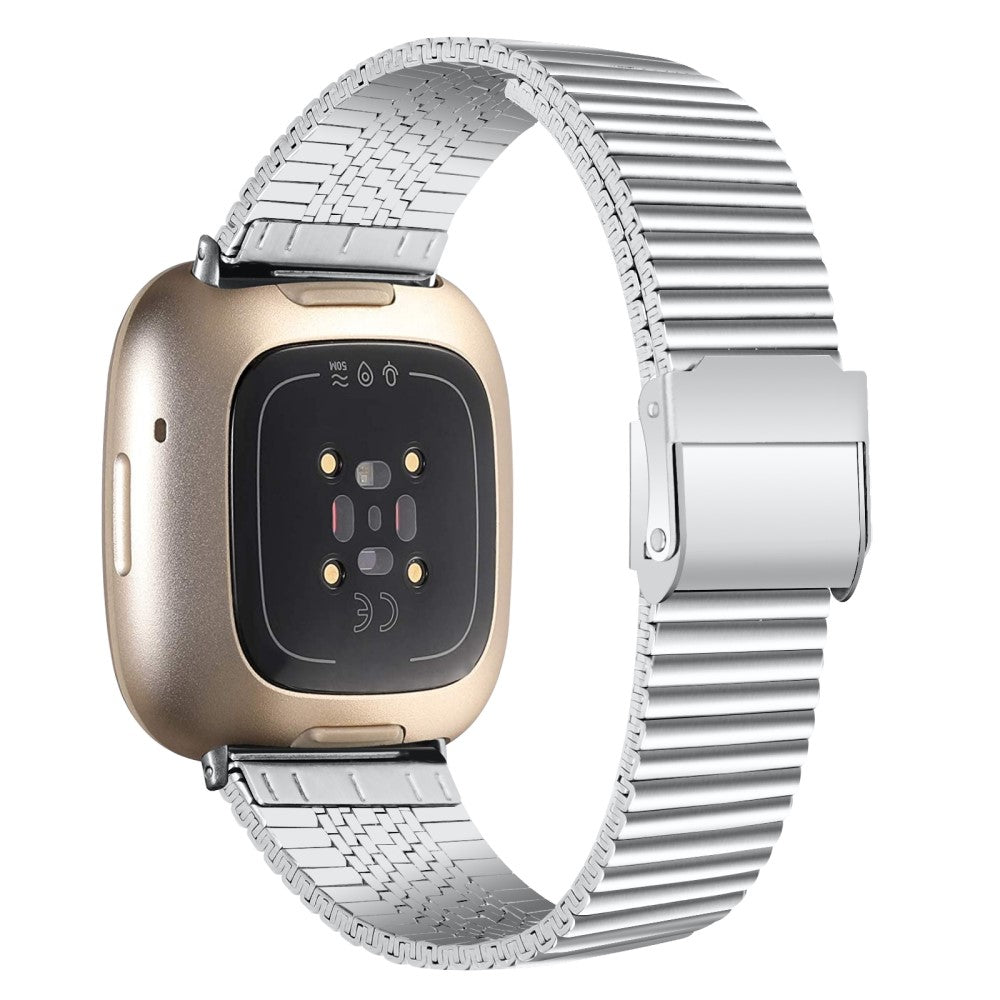 Fed Metal Universal Rem passer til Fitbit Sense 2 / Fitbit Versa 4 - Sรธlv#serie_083