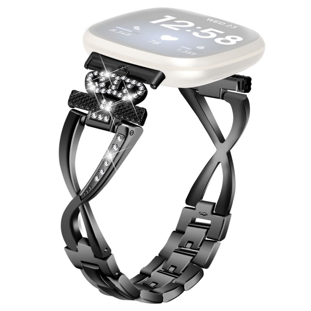 Fitbit Sense 2 / Versa 4 crown rhinestone dรฉcor alloy strap - Black#serie_1