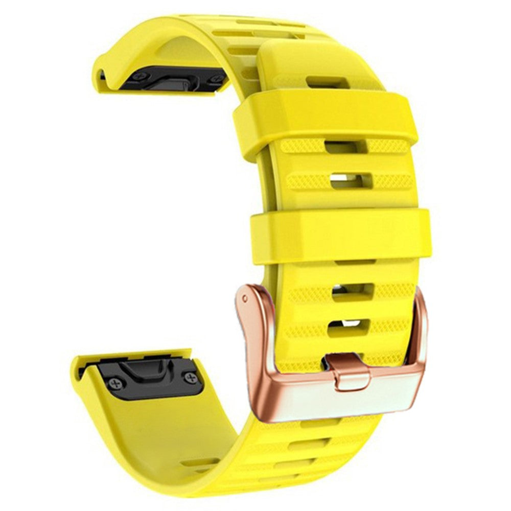 20mm simple stripe silicone strap with rose gold buckle for Garmin watch - Yellow#serie_11