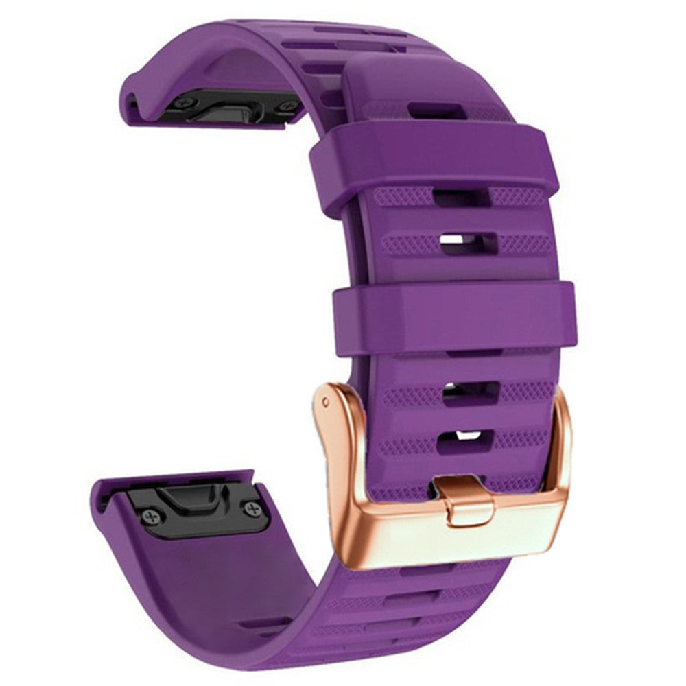 20mm simple stripe silicone strap with rose gold buckle for Garmin watch - Purple#serie_12