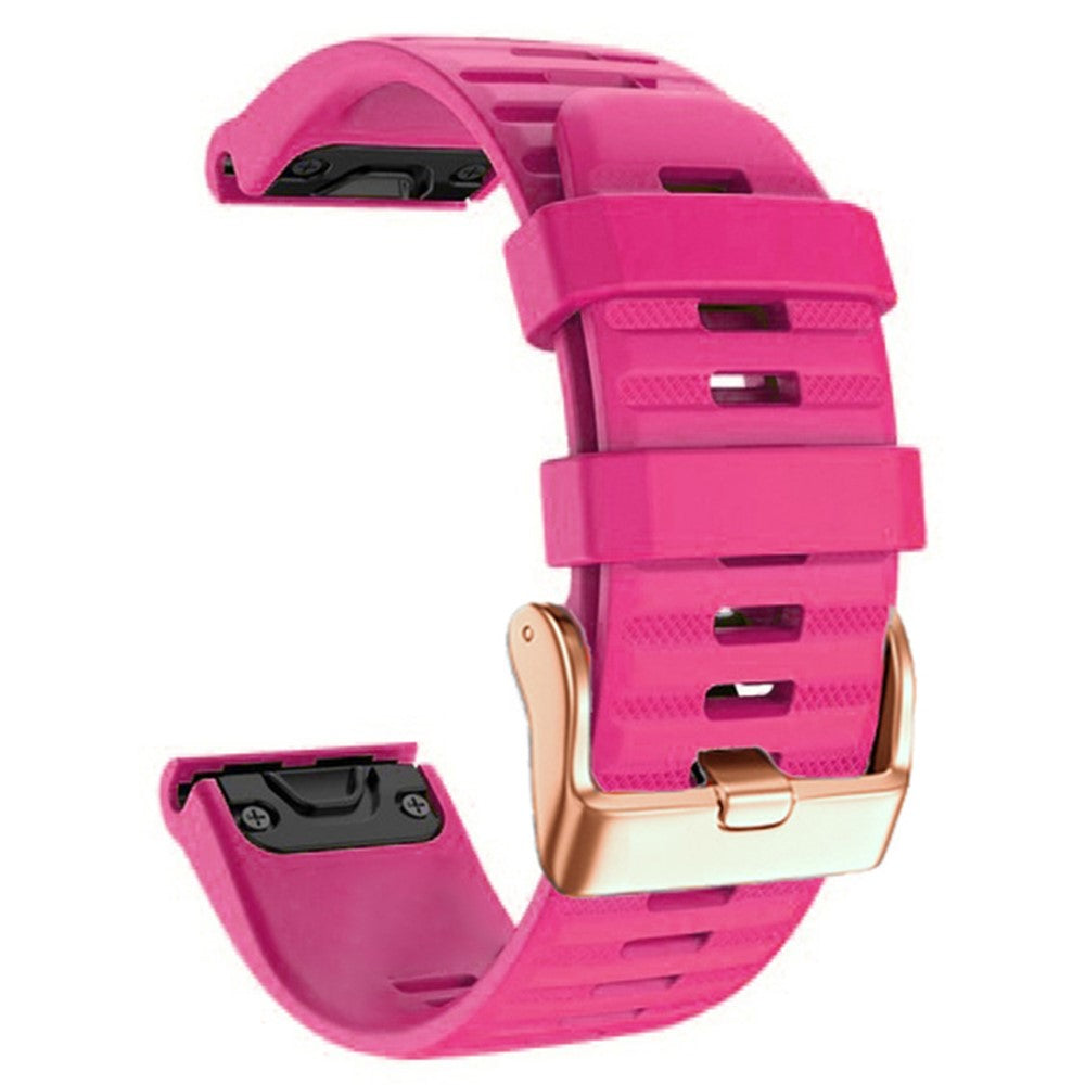 20mm simple stripe silicone strap with rose gold buckle for Garmin watch - Hot Pink#serie_13