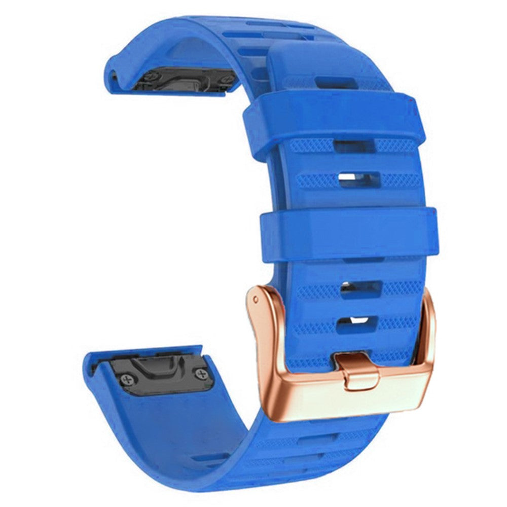 20mm simple stripe silicone strap with rose gold buckle for Garmin watch - Dark Blue#serie_14