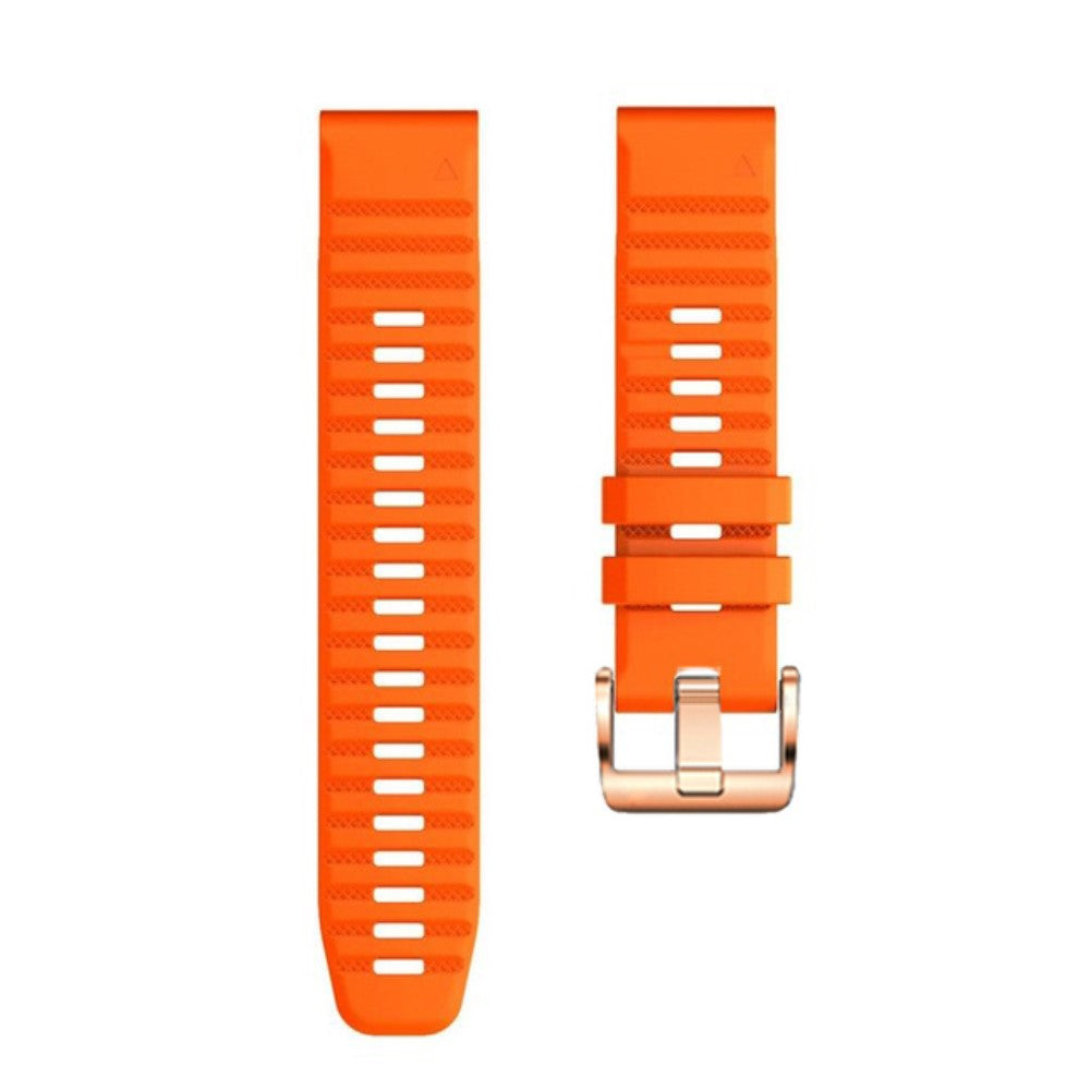 20mm simple stripe silicone strap with rose gold buckle for Garmin watch - Orange#serie_3