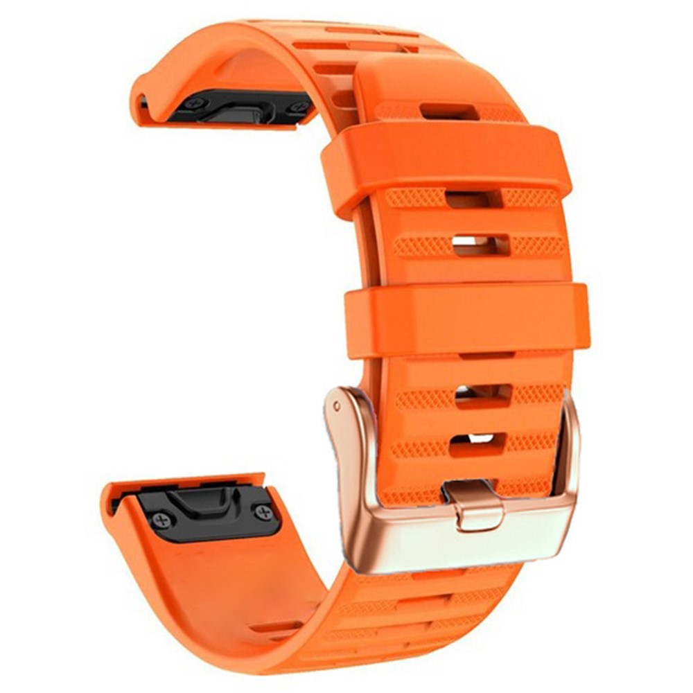 20mm simple stripe silicone strap with rose gold buckle for Garmin watch - Orange#serie_3