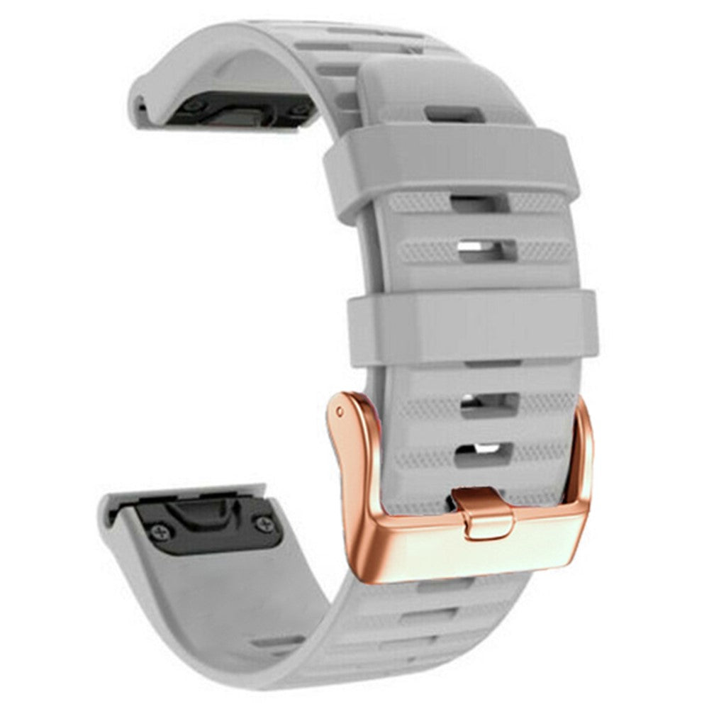 20mm simple stripe silicone strap with rose gold buckle for Garmin watch - Grey#serie_4