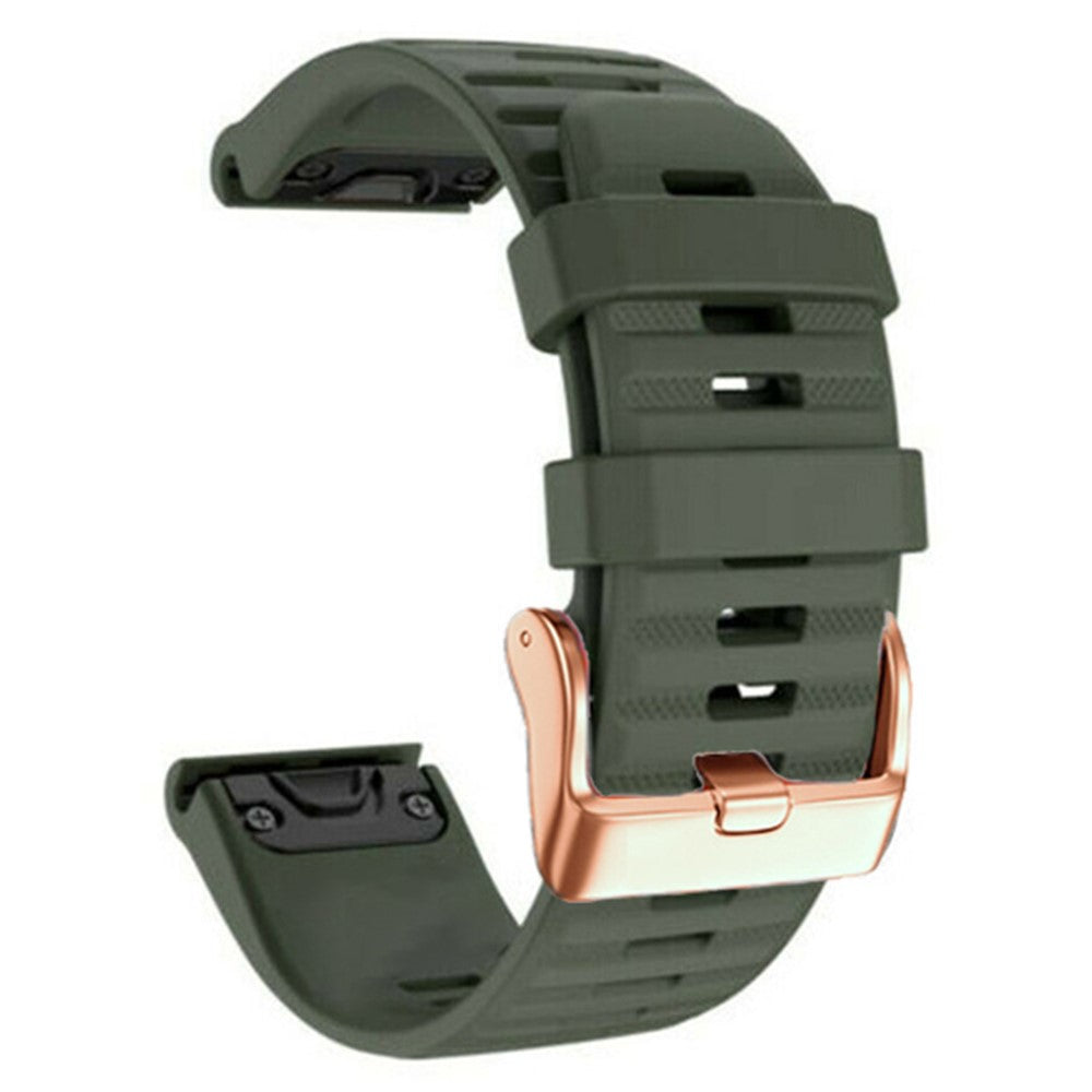 20mm simple stripe silicone strap with rose gold buckle for Garmin watch - Army Green#serie_6