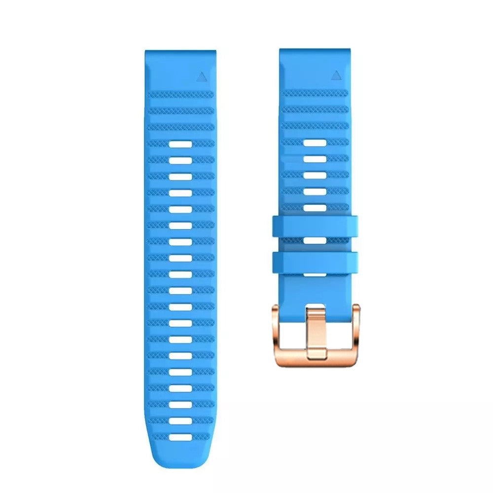 20mm simple stripe silicone strap with rose gold buckle for Garmin watch - Blue#serie_7