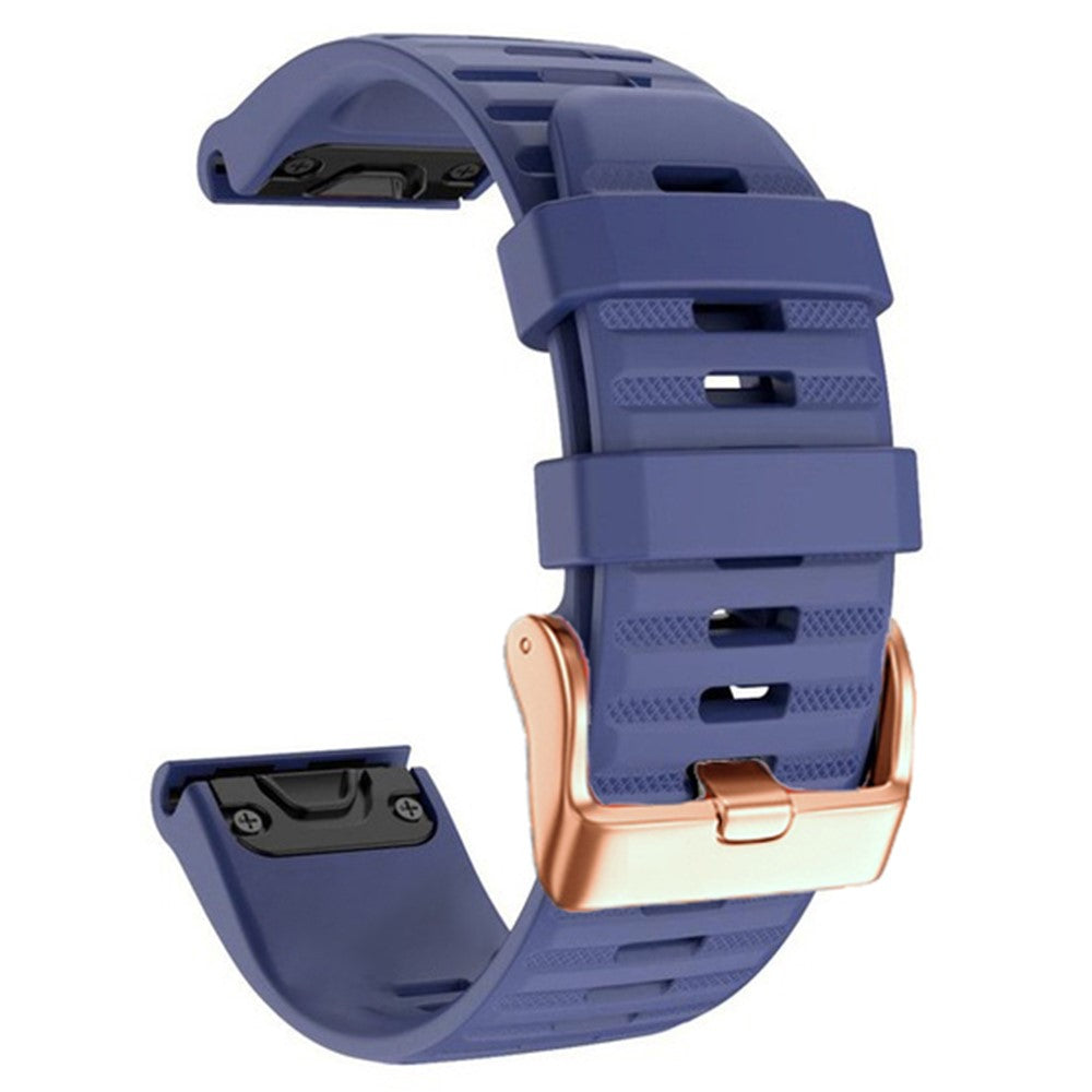 20mm simple stripe silicone strap with rose gold buckle for Garmin watch - Midnight Blue#serie_8
