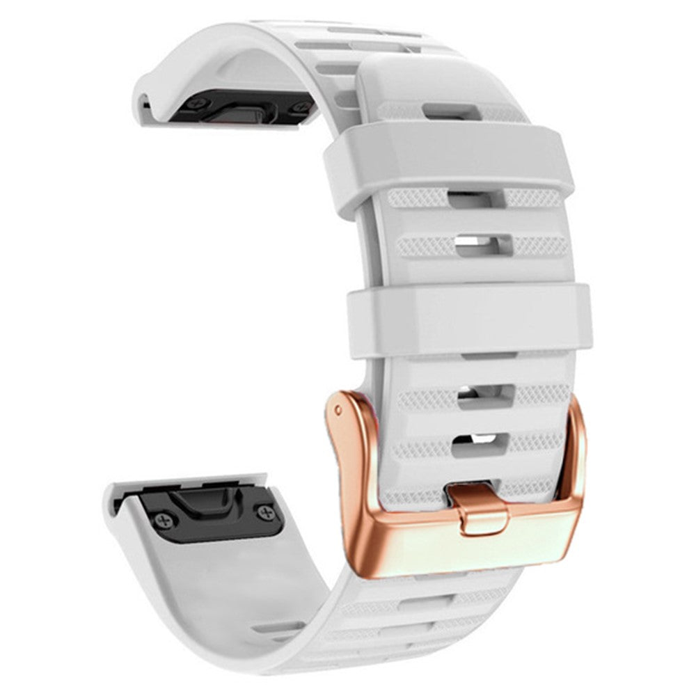 20mm simple stripe silicone strap with rose gold buckle for Garmin watch - White#serie_9