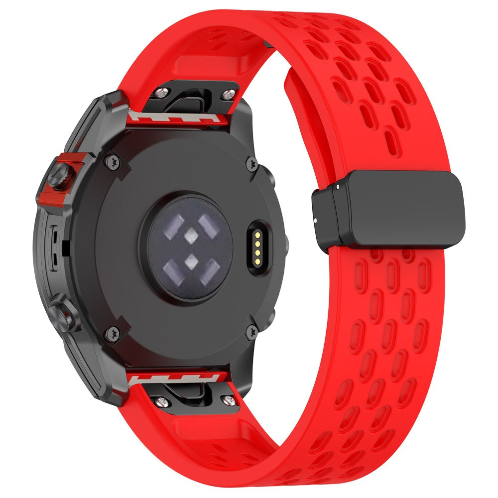 20mm multi-hole style silicone strap with buckle for Garmin Watch - Red#serie_4