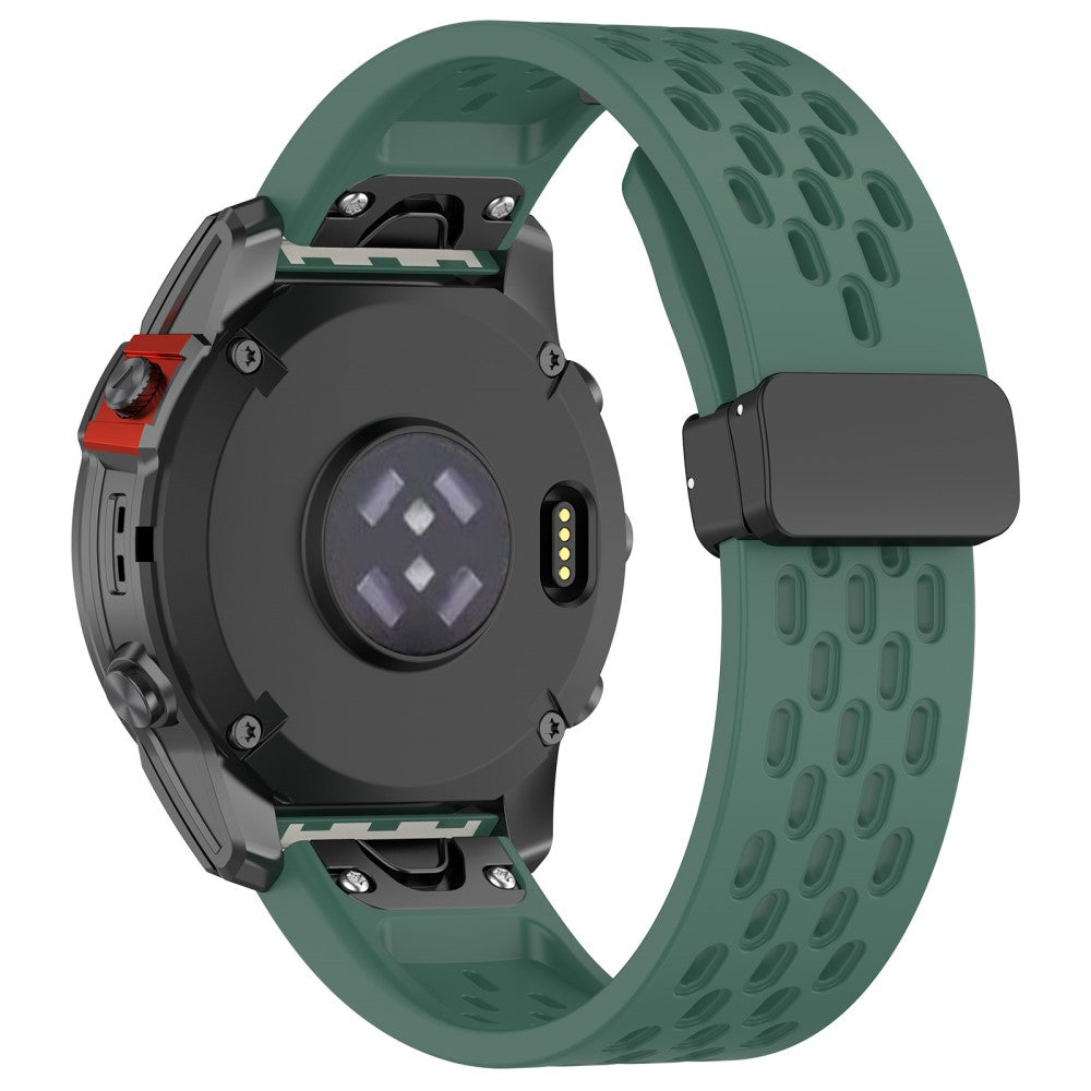 20mm multi-hole style silicone strap with buckle for Garmin Watch - Dark Green#serie_7