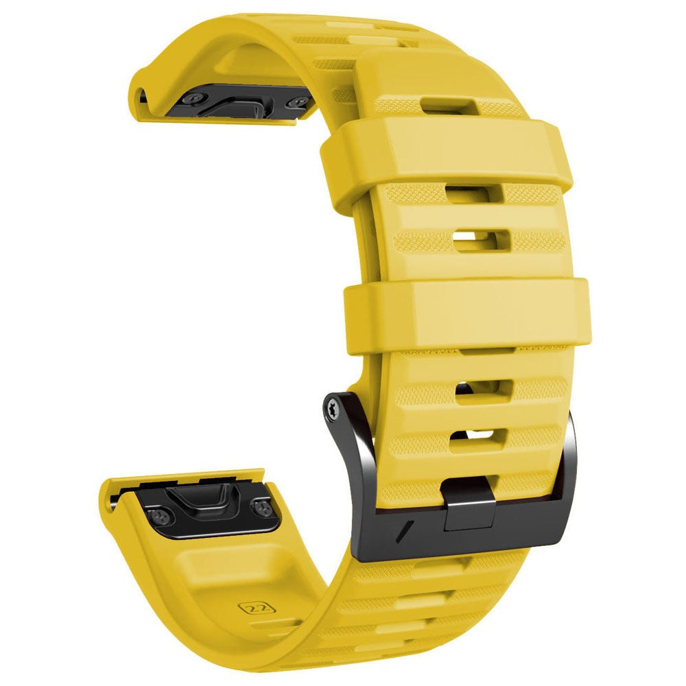 26mm simple stripe silicone strap with black buckle for Garmin watch - Yellow#serie_10