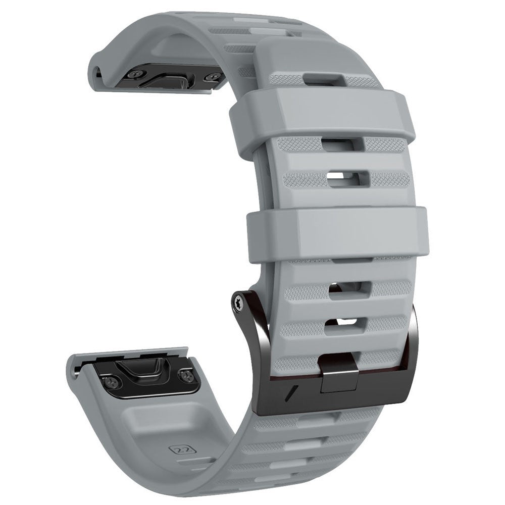 26mm simple stripe silicone strap with black buckle for Garmin watch - Grey#serie_11