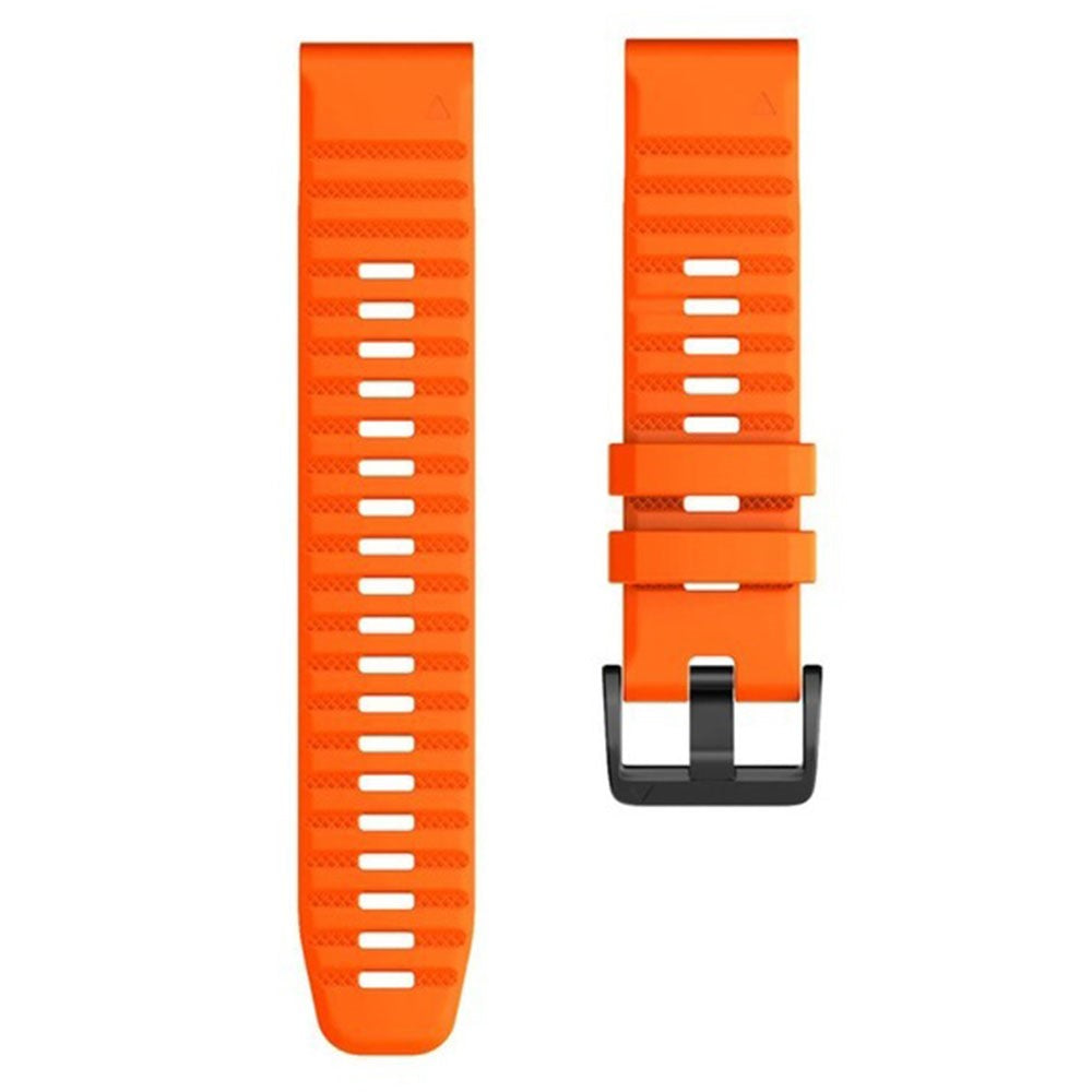 26mm simple stripe silicone strap with black buckle for Garmin watch - Orange#serie_3