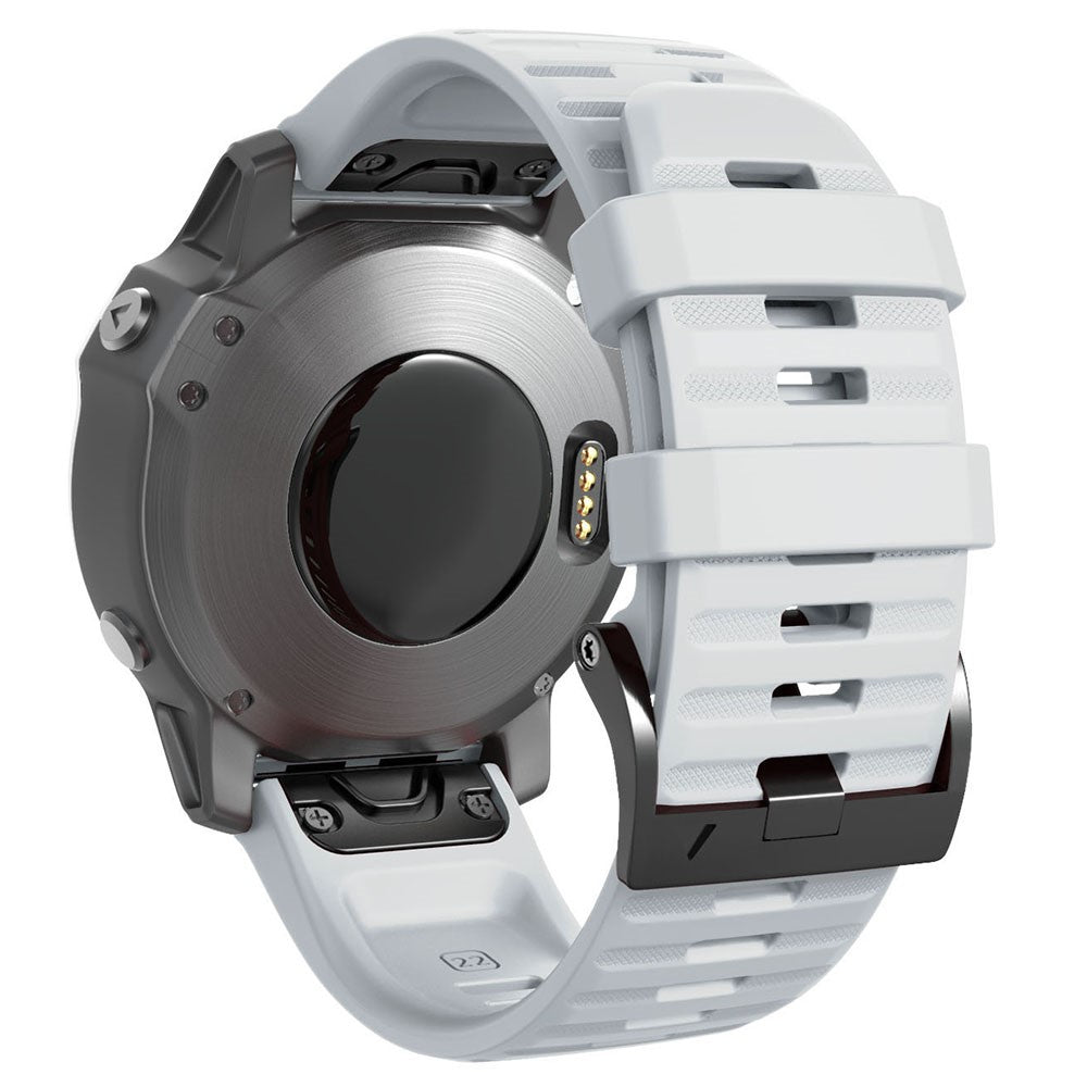 26mm simple stripe silicone strap with black buckle for Garmin watch - White#serie_6