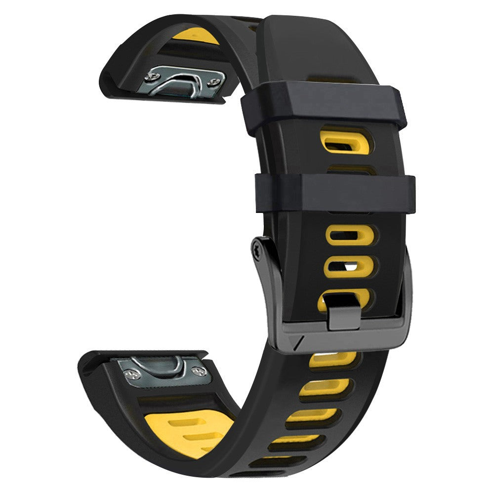 22mm dual-color silicone strap for Amazfit / Garmin / Coros watch - Black+Yellow#serie_4