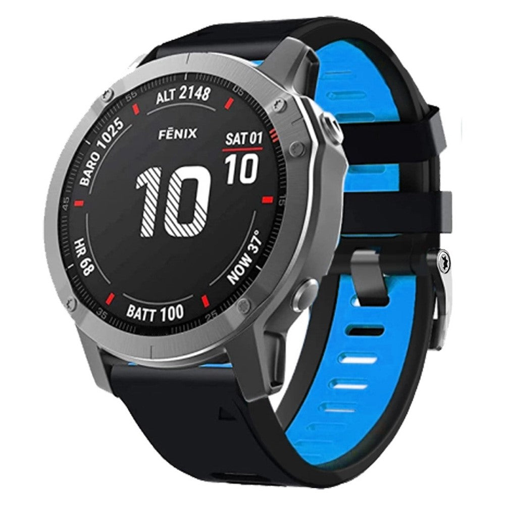 22mm dual-color silicone strap for Amazfit / Garmin / Coros watch - Black+Midnight Blue#serie_6