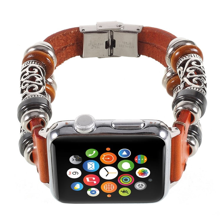 Fint Apple Watch Series 1-3 38mm Ægte læder og Metal Rem - Brun#serie_1