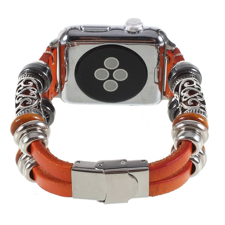 Fint Apple Watch Series 1-3 38mm Ægte læder og Metal Rem - Brun#serie_1