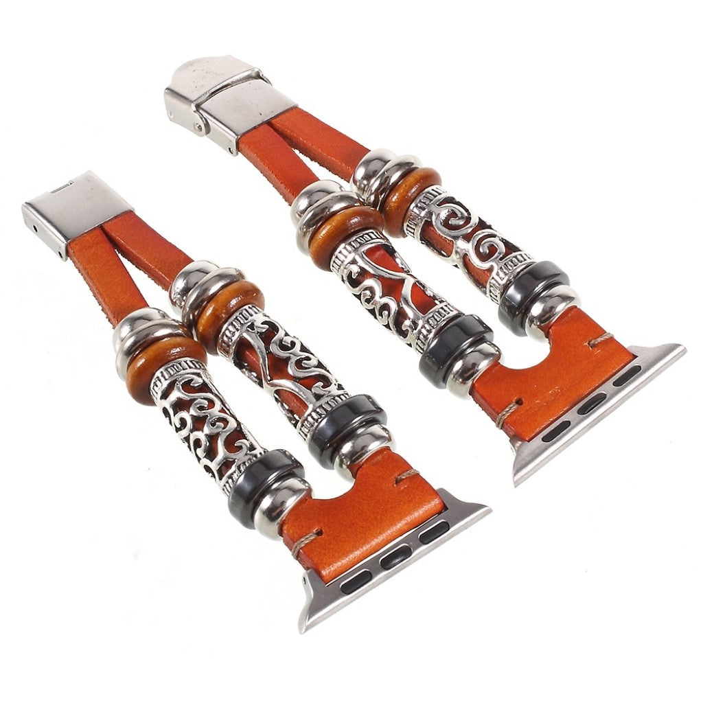 Fint Apple Watch Series 1-3 38mm Ægte læder og Metal Rem - Brun#serie_1