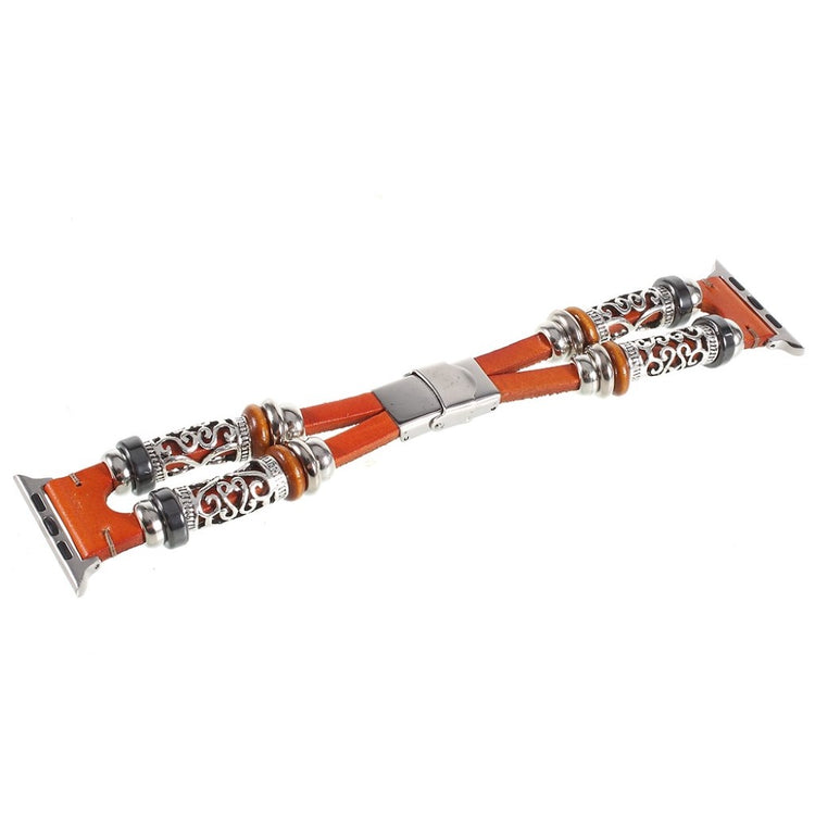 Fint Apple Watch Series 1-3 38mm Ægte læder og Metal Rem - Brun#serie_1