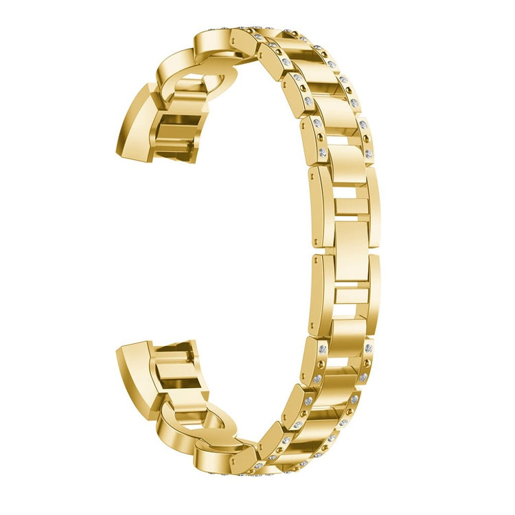 Meget nydelig Fitbit Alta HR Metal og Rhinsten Rem - Guld#serie_2