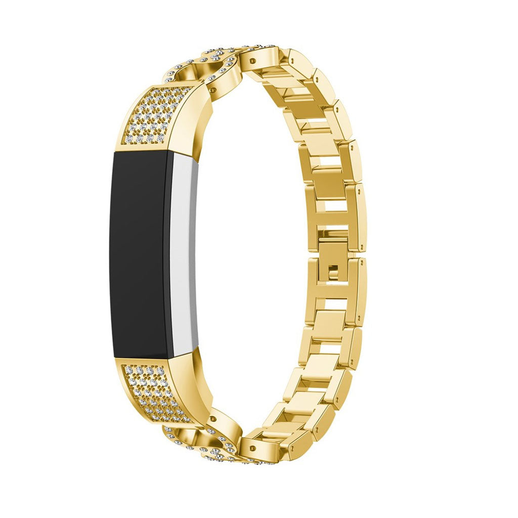 Meget nydelig Fitbit Alta HR Metal og Rhinsten Rem - Guld#serie_2