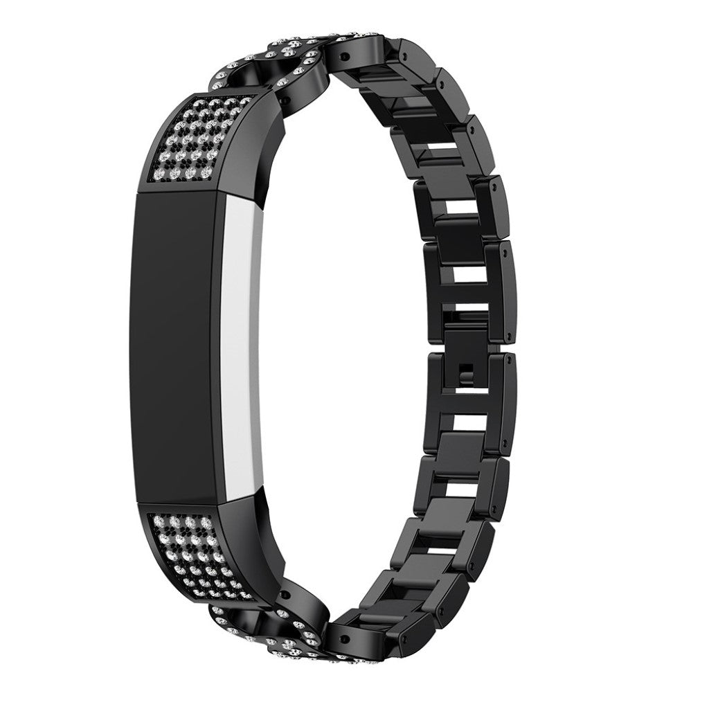 Meget nydelig Fitbit Alta HR Metal og Rhinsten Rem - Sort#serie_4