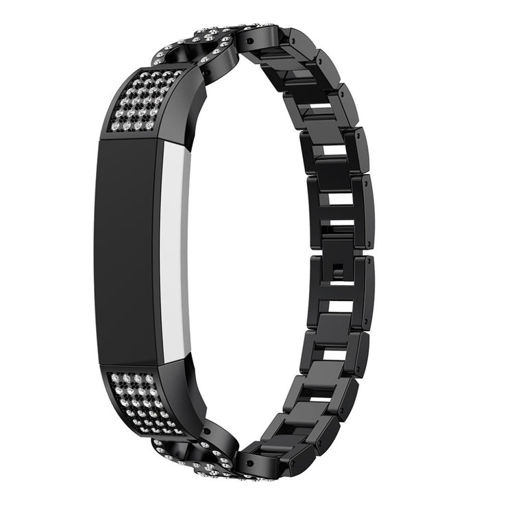 Meget nydelig Fitbit Alta HR Metal og Rhinsten Rem - Sort#serie_4