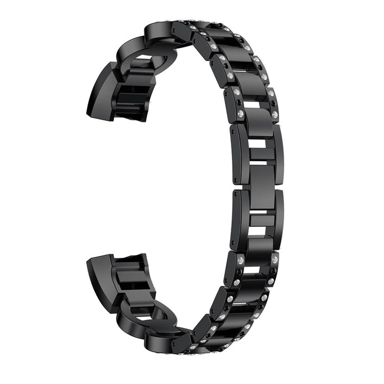 Meget nydelig Fitbit Alta HR Metal og Rhinsten Rem - Sort#serie_4