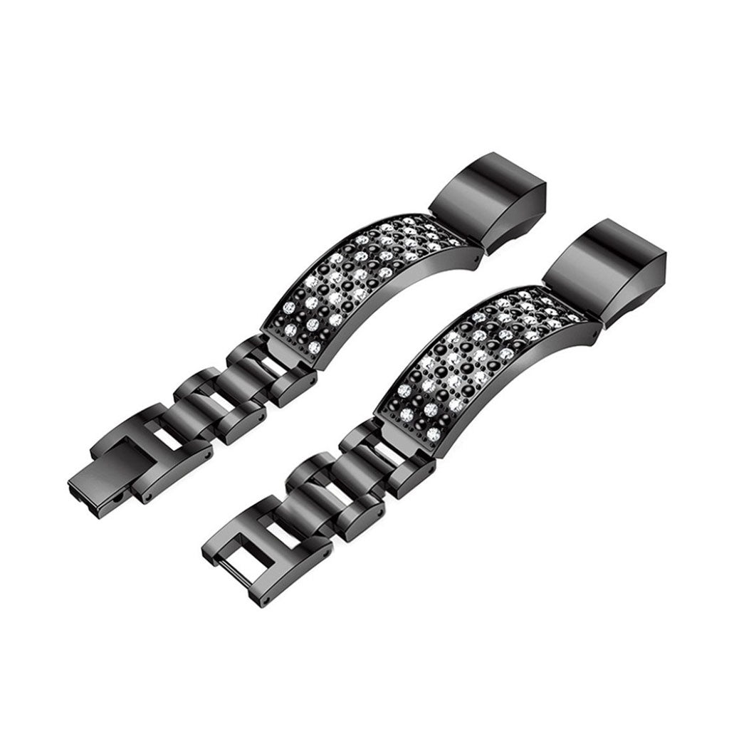 Meget slidstรฆrk Fitbit Alta HR Metal og Rhinsten Rem - Sort#serie_1