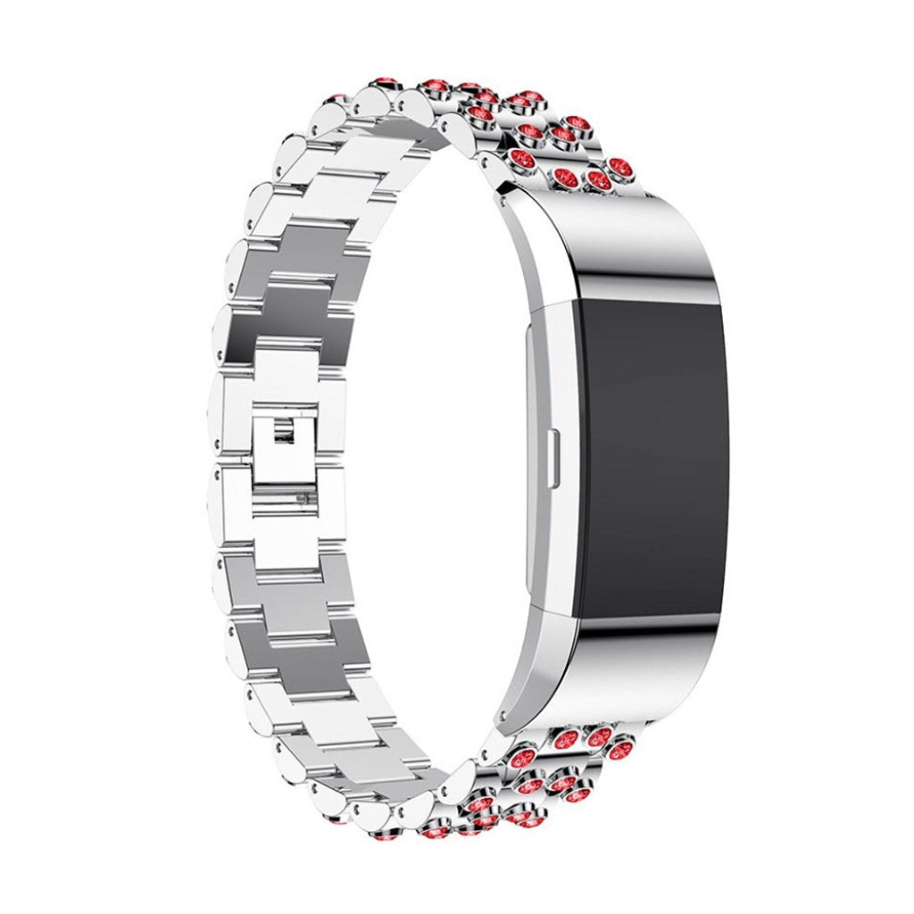 Mega fint Fitbit Charge 2 Metal og Rhinsten Rem - Sรธlv#serie_1