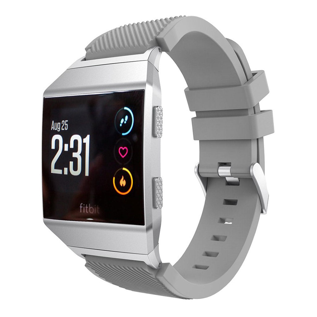 Helt vildt slidstærk Fitbit Ionic Silikone Rem - Sølv#serie_12