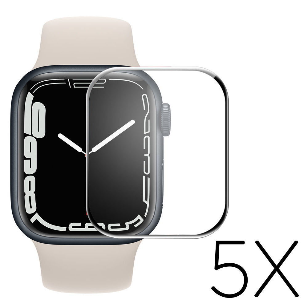 5stk Apple Watch Series 7 41mm Plastik  HD  3D Kurvet Skรฆrmbeskytter - Gennemsigtig#serie_1