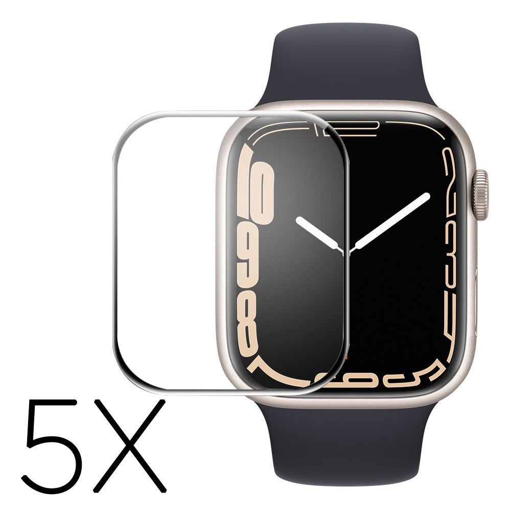5stk Apple Watch Series 7 45mm Plastik  HD  3D Kurvet Skรฆrmbeskytter - Gennemsigtig#serie_1