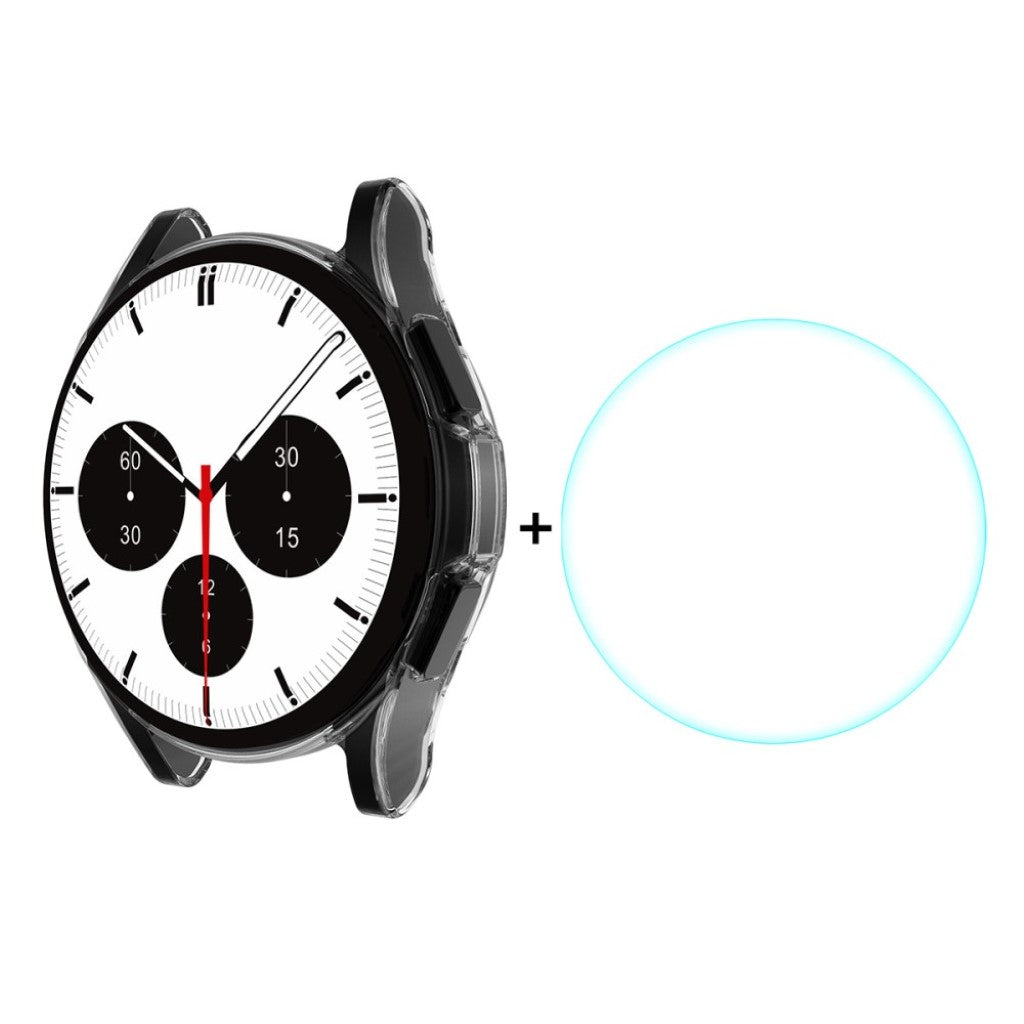 Alle Tiders Samsung Galaxy Watch 4 Classic (46mm) Cover med Skærmbeskytter i Silikone og Hærdet Glas - Gennemsigtig#serie_547