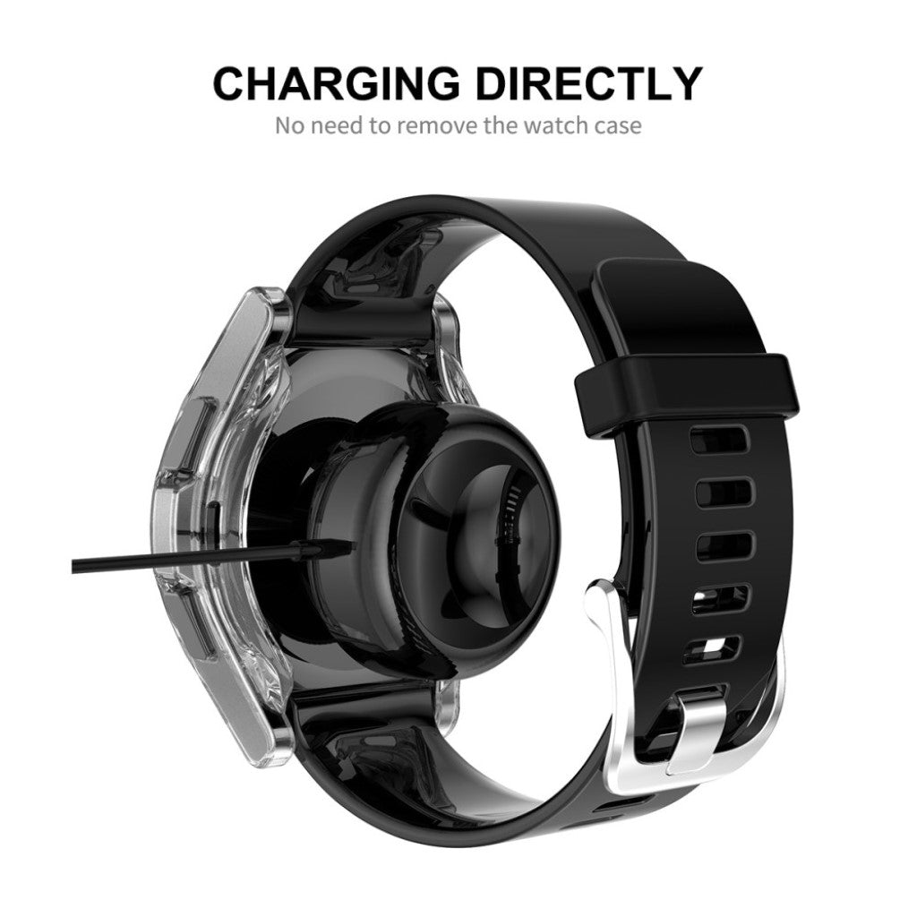 Alle Tiders Samsung Galaxy Watch 4 Classic (46mm) Cover med Skærmbeskytter i Silikone og Hærdet Glas - Gennemsigtig#serie_547