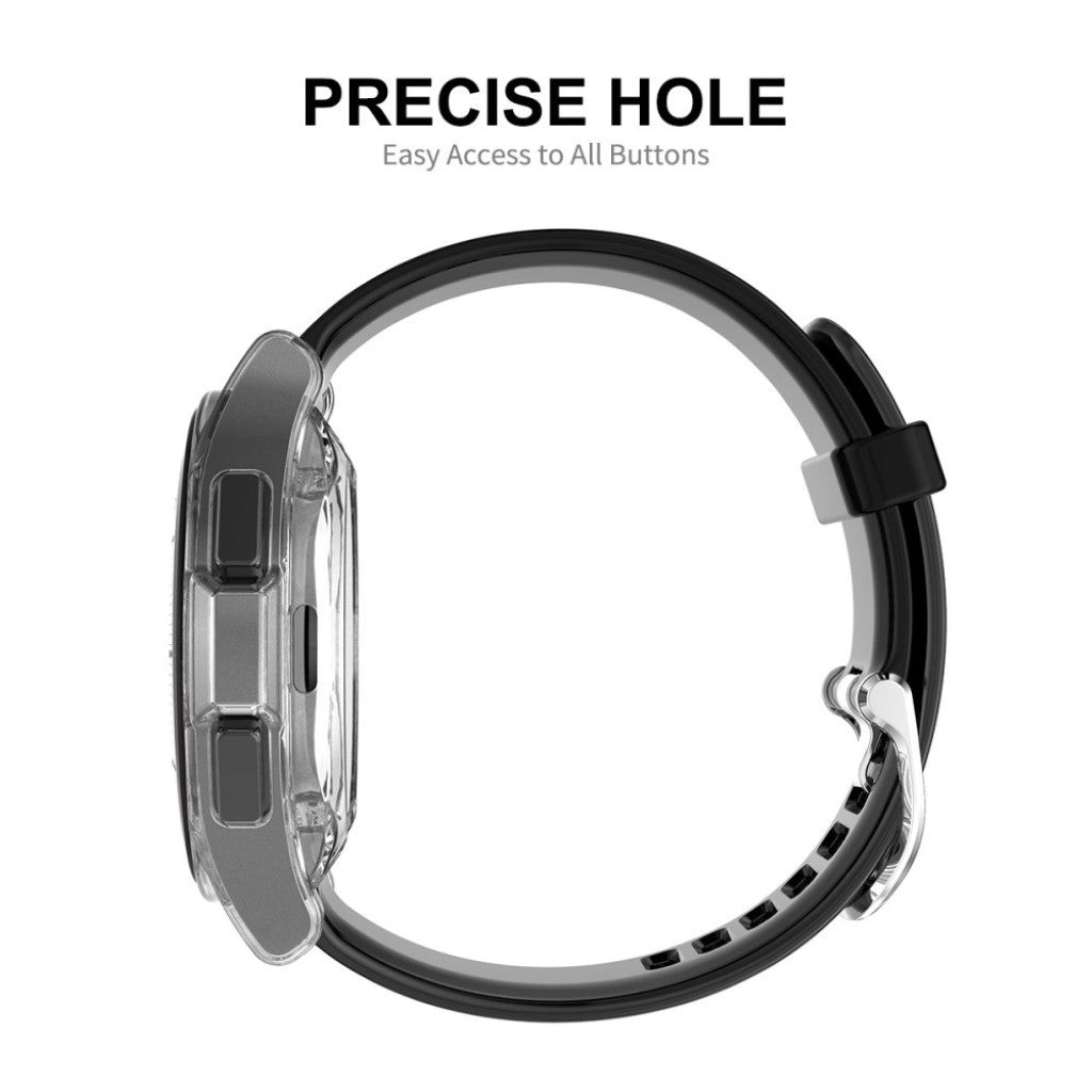 Alle Tiders Samsung Galaxy Watch 4 Classic (46mm) Cover med Skærmbeskytter i Silikone og Hærdet Glas - Gennemsigtig#serie_547