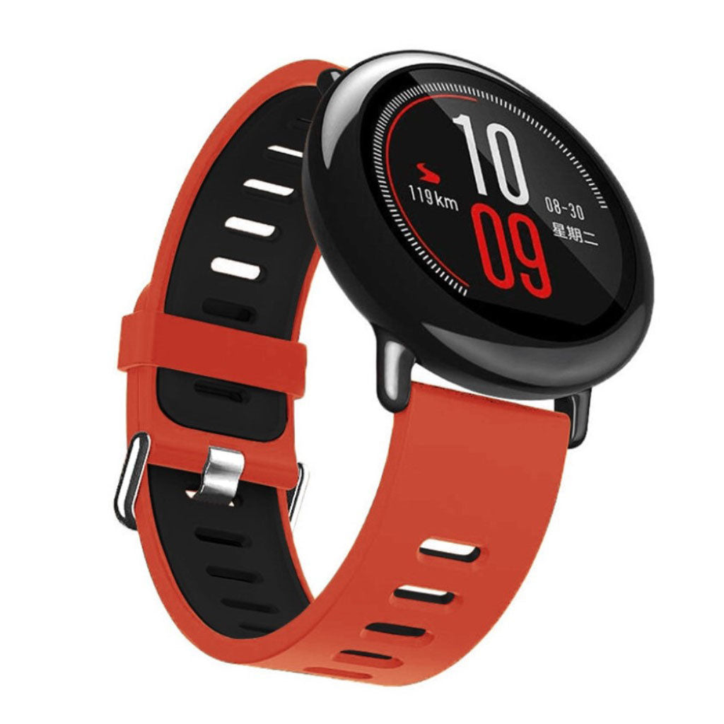 Universal two-tone soft silicone watch band strap - Red / Black#serie_2