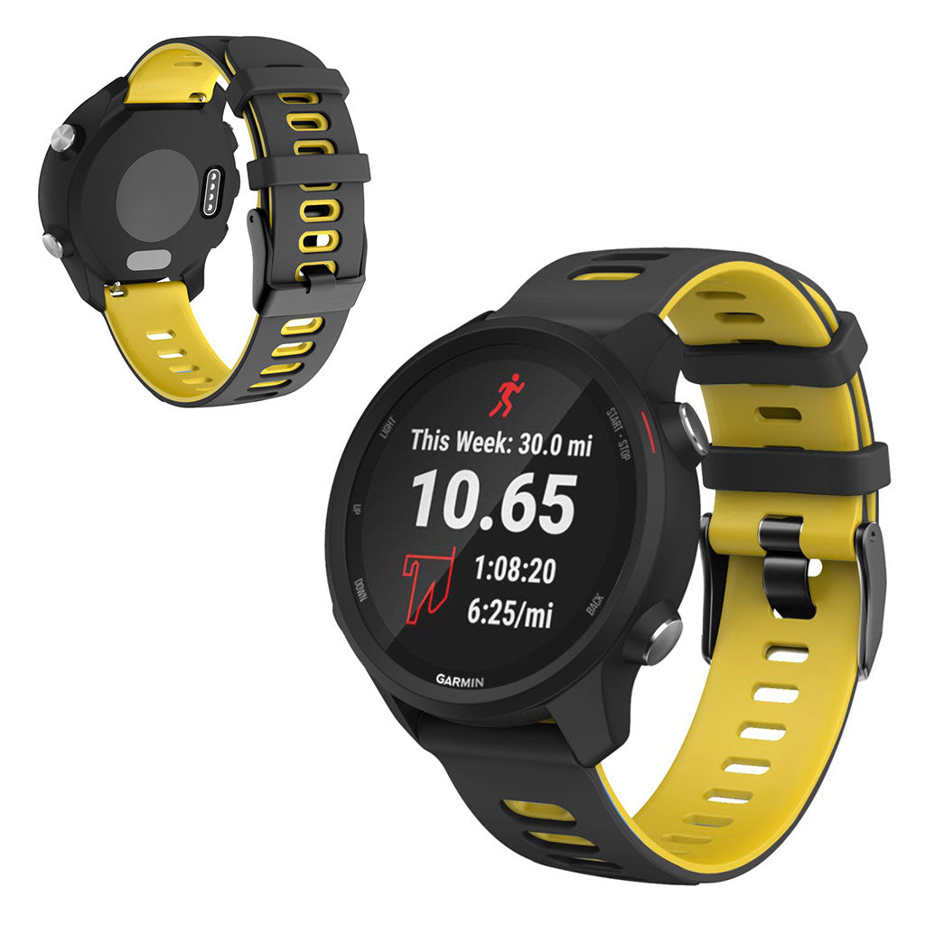 20mm Universal dual-color silicone watch strap - Black / Yellow#serie_3