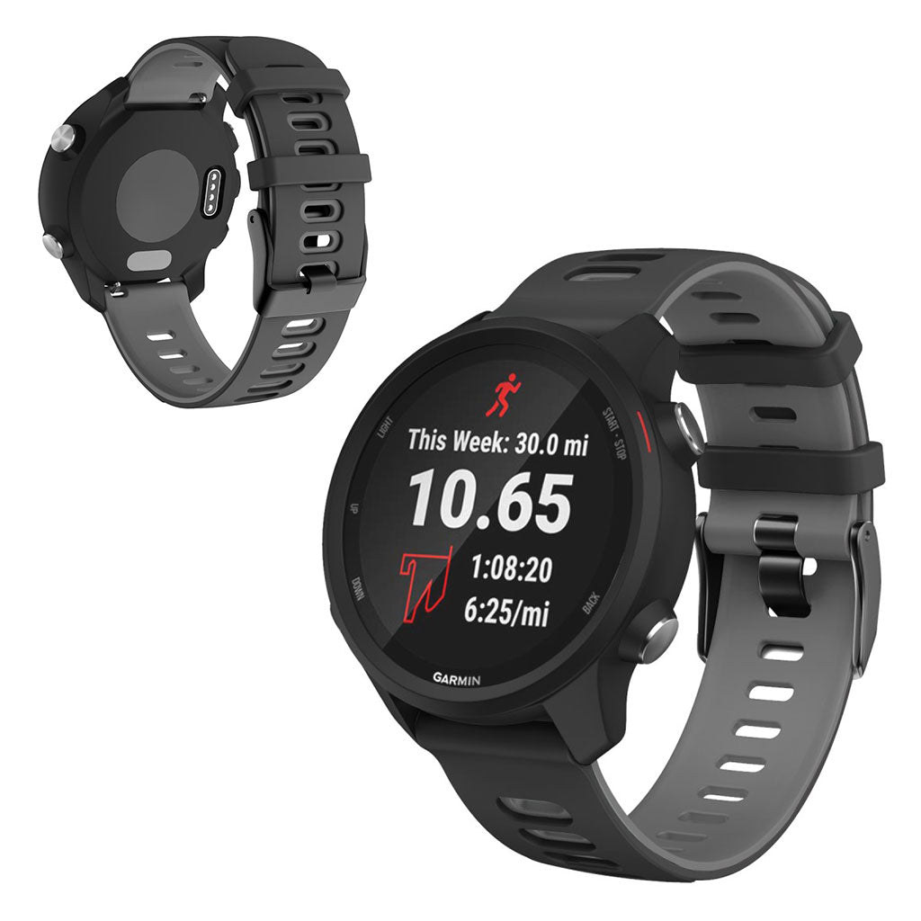 20mm Universal dual-color silicone watch strap - Black / Grey#serie_4