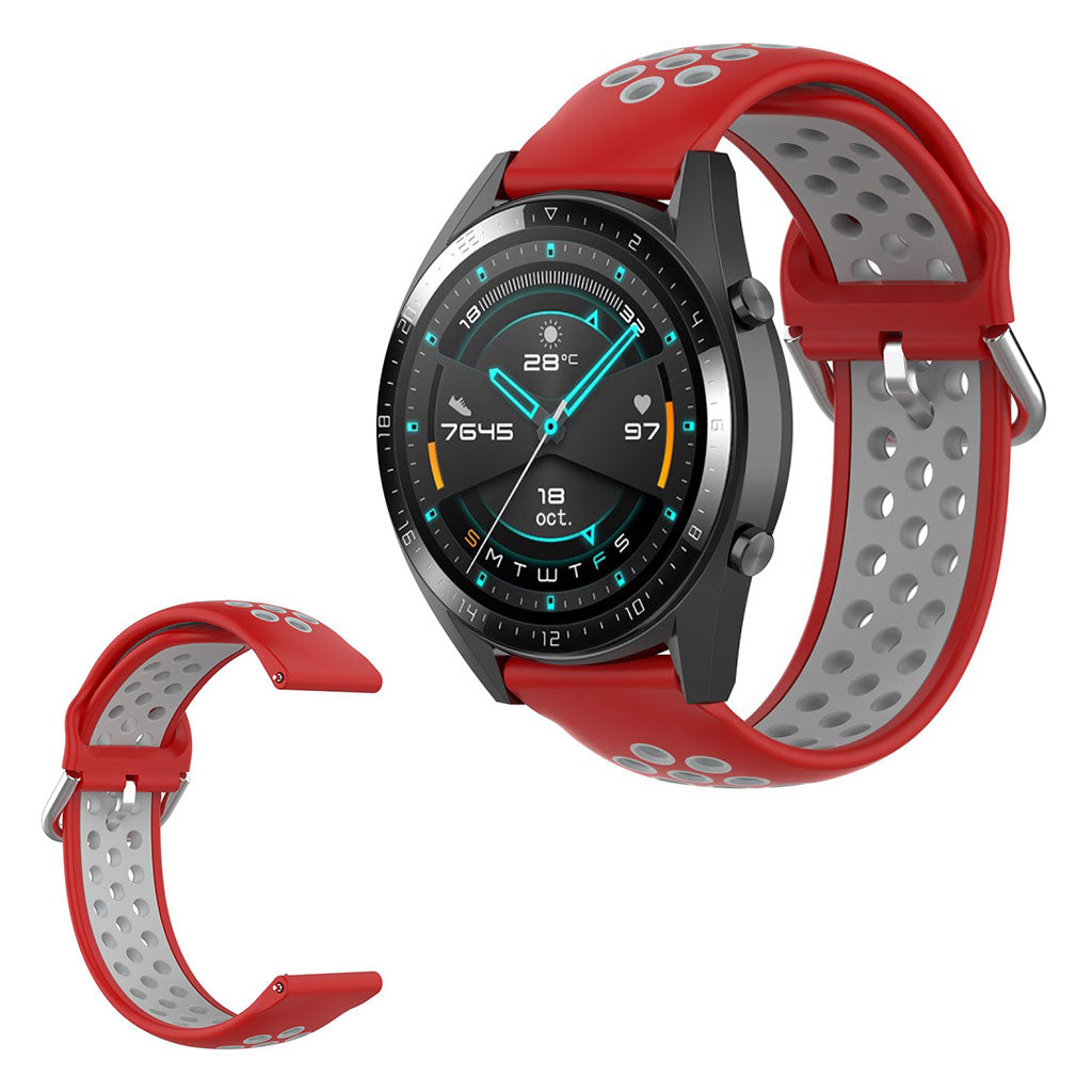 Dual-color silicone watchband for Samsung Watch / Huawei Watch - Red / Grey#serie_10