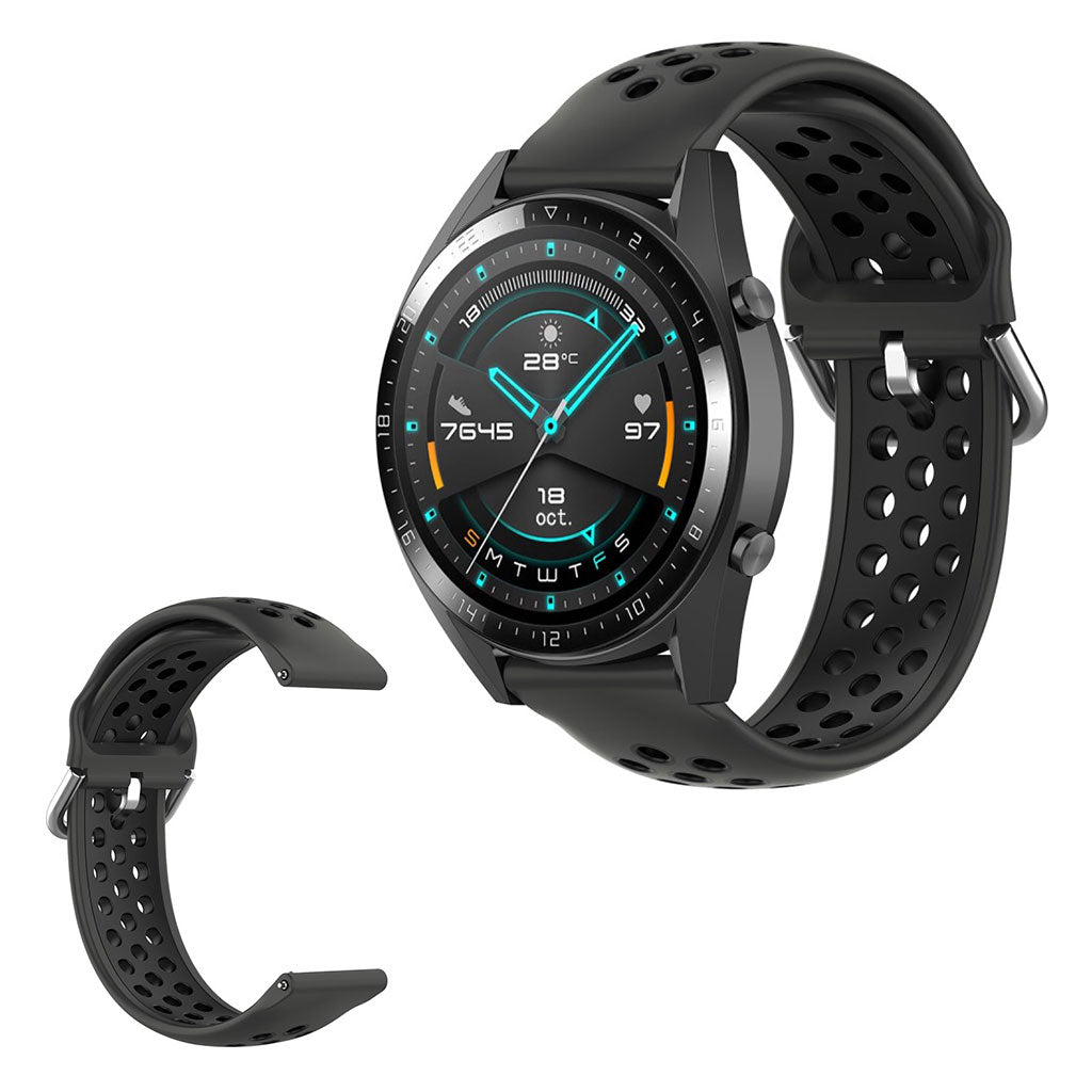 Dual-color silicone watchband for Samsung Watch / Huawei Watch - Black#serie_12